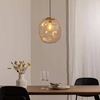 Hanglamp Sol, Ø 35cm, zwart/oranje goud, amber-transparant