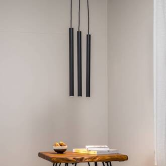 Hanglamp Sone, baldakijn hoekig, 3-lamps, zwart zwart gestructureerd