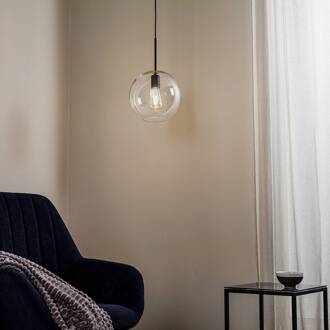 Hanglamp Sphere L met glazen kap transparant, zwart
