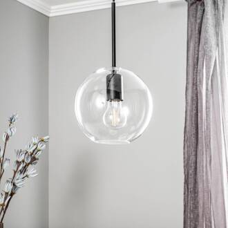 Hanglamp Sphere M met glazen kap transparant, zwart