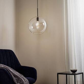 Hanglamp Sphere XL met glazen kap transparant, zwart