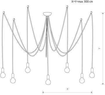 Hanglamp Spider in wit, 7-lamps
