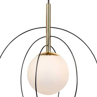 hanglamp Spinn, 1-lamp, glas, Ø 35 cm zwart, wit, goud