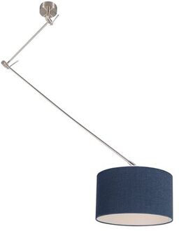 Hanglamp staal met kap 35 cm blauw verstelbaar - Blitz