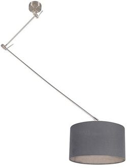 Hanglamp staal met kap 35 cm donker grijs verstelbaar - Blitz Grijs, Zilver