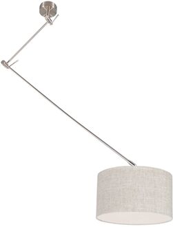 Hanglamp staal met kap 35 cm grijs verstelbaar - Blitz Beige