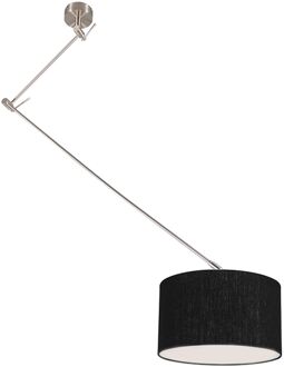 Hanglamp staal met kap 35 cm zwart verstelbaar - Blitz