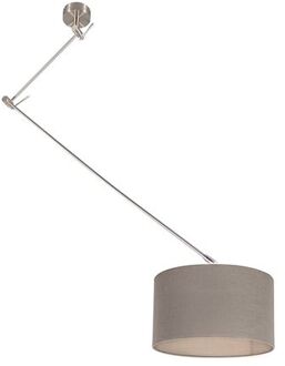 Hanglamp staal met kap 35cm taupe verstelbaar - Blitz Bruin