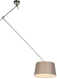 Hanglamp staal met linnen kap taupe 35 cm - Blitz Bruin