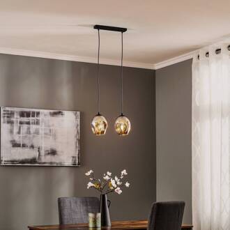 Hanglamp Starla 2-lamps, glas grafiet zwart, grafiet