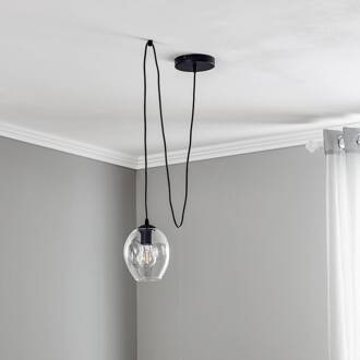 Hanglamp Starla decentraal 1-lamp, glas helder zwart, helder