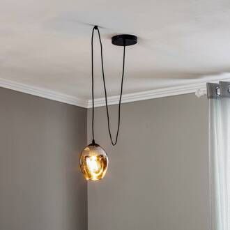 Hanglamp Starla decentrale 1-lamp glas grafiet zwart, grafiet