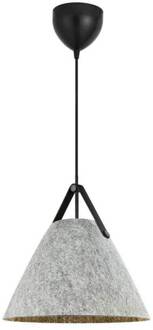 Hanglamp Strap, lichtgrijs, Ø 36 cm, metaal/leer