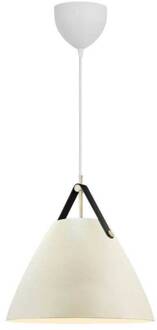 Hanglamp Strap, zandkleurig, Ø 36 cm, metaal/leer