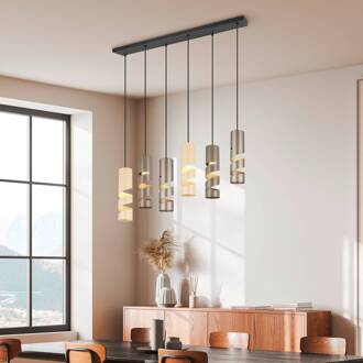 Hanglamp Stream meerkleurig lengte 100 cm 6-lamps metaal GU10 meerkleurig, zwart