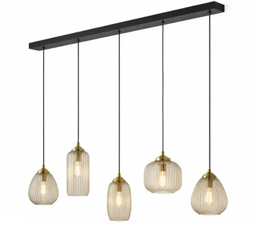 Hanglamp Stripe 5 lichts L 120 cm zwart