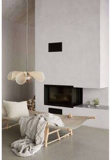 Hanglamp Styrka, Ø 63 cm, messing/beige, bananenvezel beige, amber, antiek messing