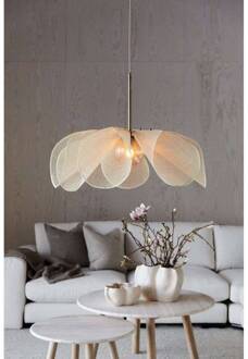 Hanglamp Styrka, Ø 75 cm, messing/beige, bananenvezel beige, amber, antiek messing