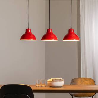 Hanglamp Sven, 3-lamps, rood, staal, E27