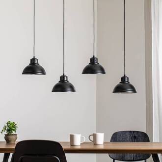 Hanglamp Sven, 4-lamps, zwart, staal, E27