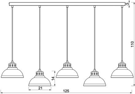 Hanglamp Sven, 5-lamps, beige, staal