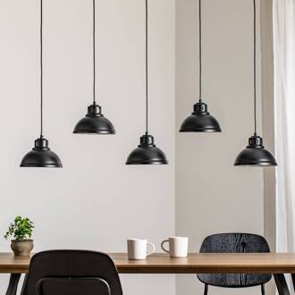 Hanglamp Sven, 5-lamps, zwart, staal, E27