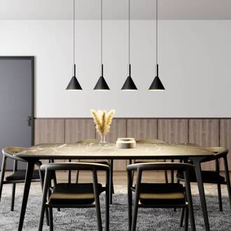 hanglamp Tadej, 4-lamps, zwart-wit, metaal, E27 zwart, wit