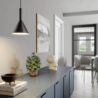 hanglamp Tadej, zwart-wit, Ø 19 cm, metaal, E27 zwart, wit