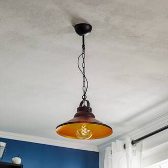 Hanglamp Taft met kap in zwart en goud zwart, goud