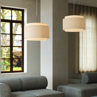 Hanglamp Takai met dubbellaags stoffen kap beige, wit