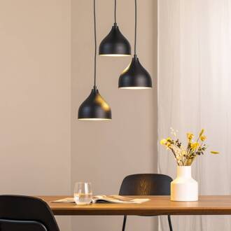 Hanglamp Tattoo 6201 3-lichts rondel zwart/goud zwart, goud