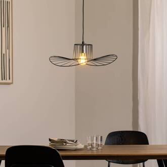 Hanglamp Tel, zwart, Ø 50 cm, metaal zwart, zilver