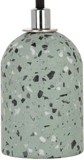 Hanglamp Terrazzo Groen E27 met 1.5m Textielsnoer Zwart