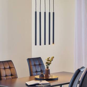 Hanglamp Thin, zwart, 5-lamps, lineair