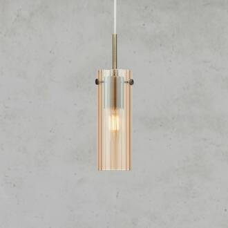 Hanglamp Tibia, stekker, amber/messingkleurig Ø 7 cm amber, messing