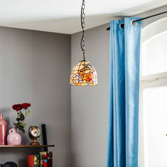 Hanglamp Tiffany COLIBRI kleurrijk, bruin antiek