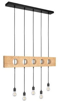 Hanglamp Timber - Zwart Metaal - Rough Mangohout Bruin