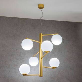 Hanglamp Tin Tin 6-lamps goud gesatineerd goud gesatineerd, wit