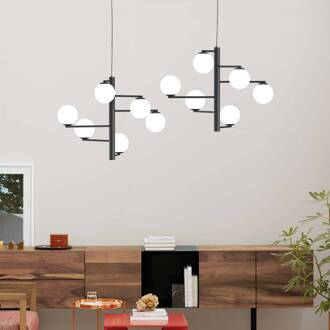 Hanglamp Tin Tin 6-lamps zwart zwart, wit