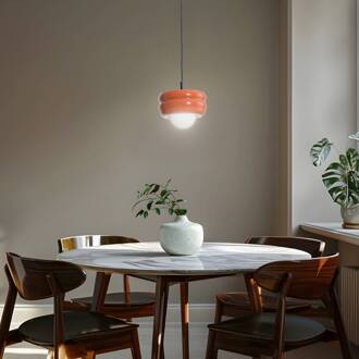 Hanglamp Tina, terracotta/opaal, glas, Ø 19 cm terracotta, wit