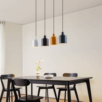 hanglamp Tirane, kleurrijk, metaal, lengte 94 cm, E27 zwart, wit, groen, geel