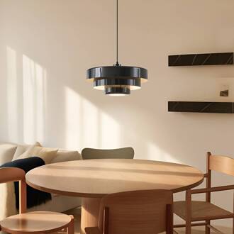 hanglamp Tivra, zwart, Ø 35 cm, metaal, E27