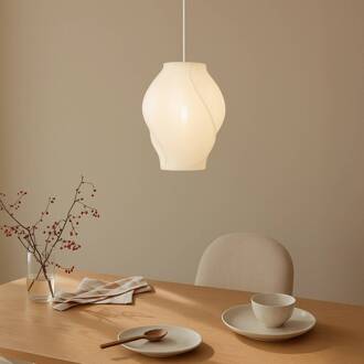 hanglamp Tovina, textiel, wit, Ø35cm