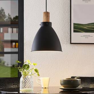 hanglamp Trebale, E27, Ø 28 cm, zwart, hout zwart, licht hout