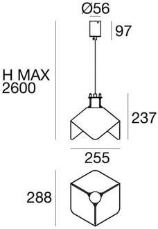 hanglamp Triedo, wit, lengte 29 cm, metaal wit, zwart