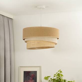 hanglamp Trio jute, naturelbruin/wit/raffia, Ø 45 cm natuurlijk bruin, wit
