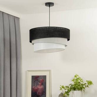 hanglamp Trio, zwart/grijs/wit, textiel, Ø 45 cm zwart, grijs, wit