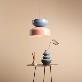 Hanglamp Tula, koraal/blauw, metalen kap koraal, blauw