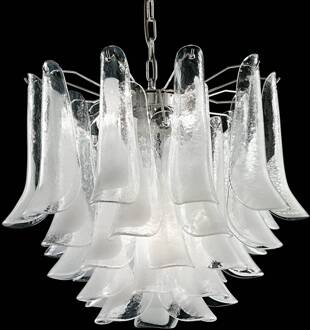 Hanglamp Tulipani met Murano-glas, Ø 45 cm helder, wit, chroom