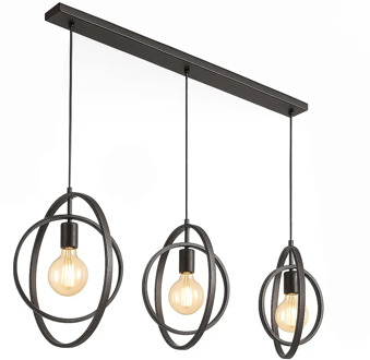Hanglamp Turn around 3 lichts L 130 cm mat zwart